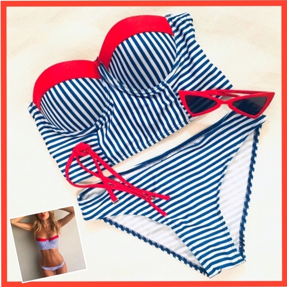 💙Red, White & Blue Bikini-New-Retro Vibe💙 - Picture 2 of 8